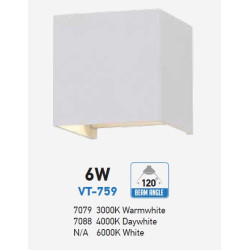 .6W Wall Lamp White Body Square IP65 3000K
