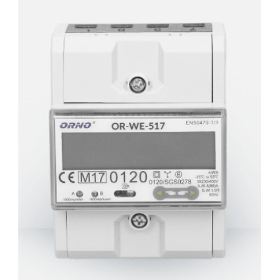 Digitális fogyasztásmérő   3F    5-80A   50-60Hz   sínre