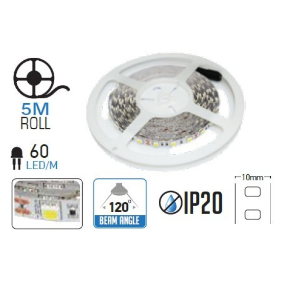 .LED szalag SMD5050 - 60 LEDs 4000K Non-waterproof   9,6W/m  1000lm