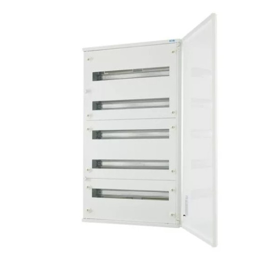 Lemez kiselosztó PE/N-sínnel acél 5 x 24-modul falonkívüli fehér IP30 tele ajtó