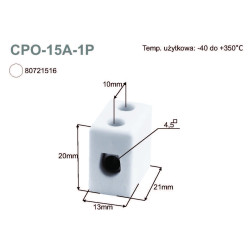 Porcelán sork. 10,0mm/1elem    CPO-15A-1P  -40C°...+350C°