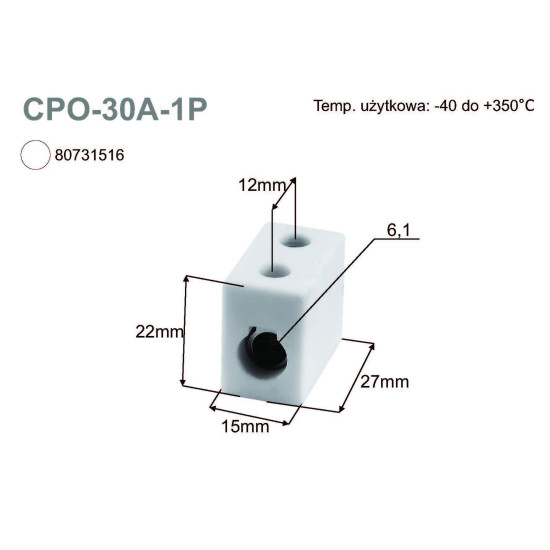 Porcelán sork. 16,0mm/1elem    CPO-30A-1P