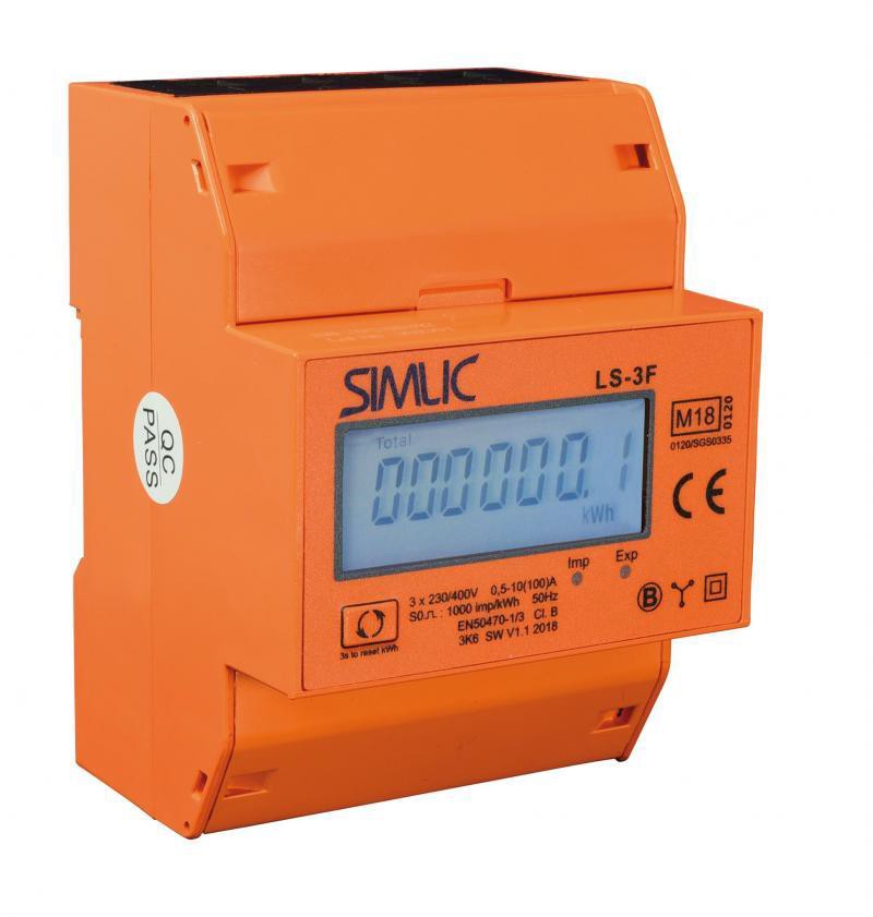 Digitális fogyasztásmérő   3F   10-100A   50-60Hz   sínre   SIMLIC  LS3-F