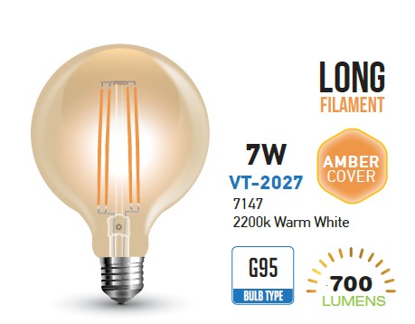 LED izzó - 7W Vintage Special Filament  E27 G95 2200K