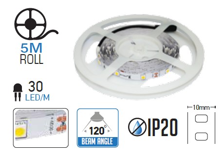 .LED szalag SMD5050 -  30 LEDs 2700K Non-waterproof   4,8W/m