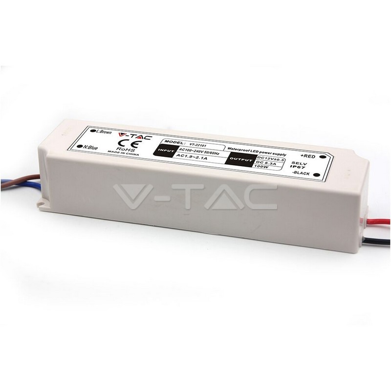 .LED tápegység   IP67   100W   12V   8,5A    műa. vízmentes   V-TAC