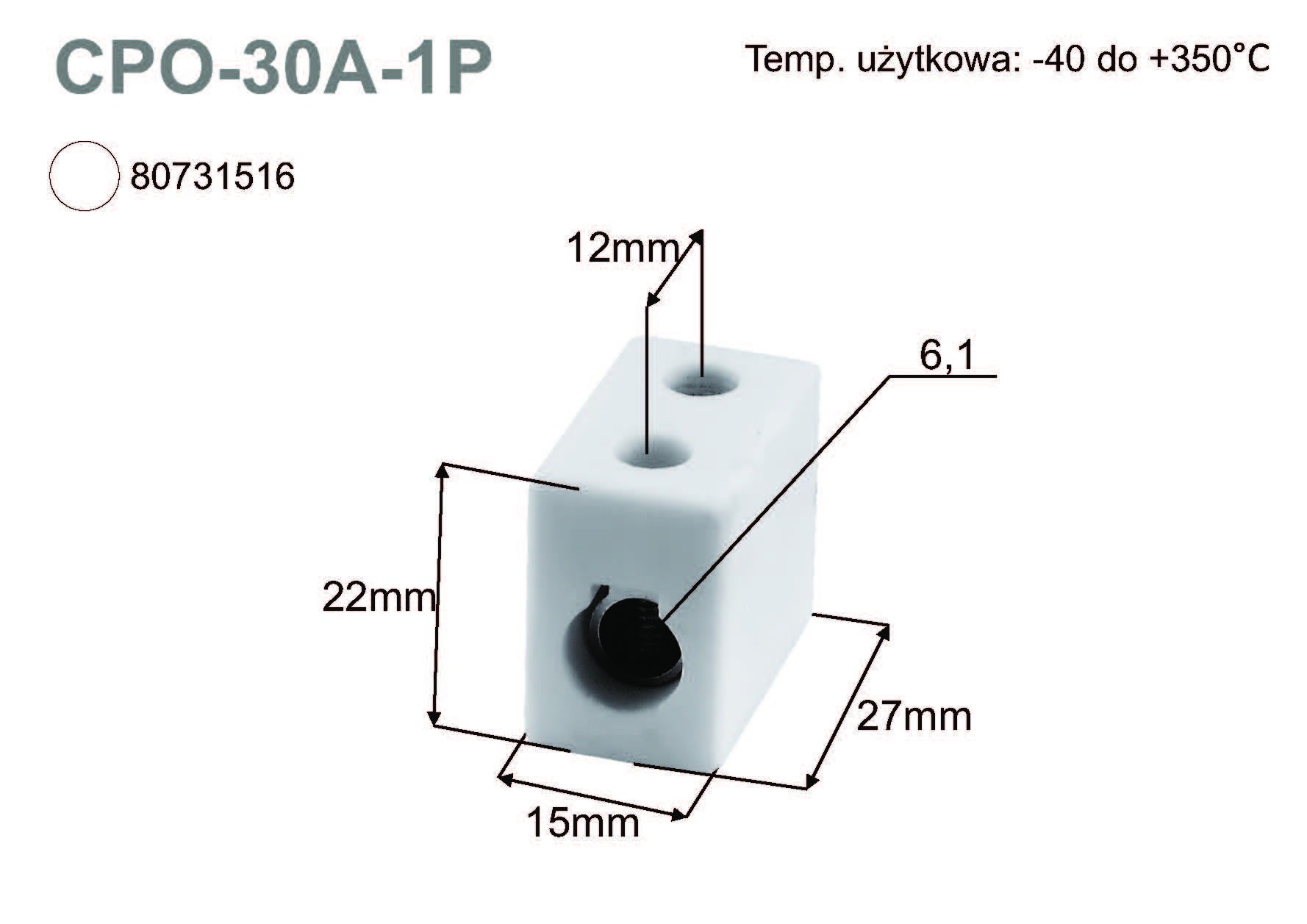 Porcelán sork. 16,0mm/1elem    CPO-30A-1P
