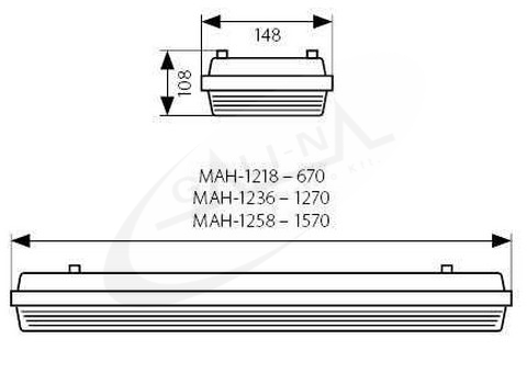 Porpáramentes   1x58W EVG    IP65   elektronikus   MAH PLUS-158-ABS/PS